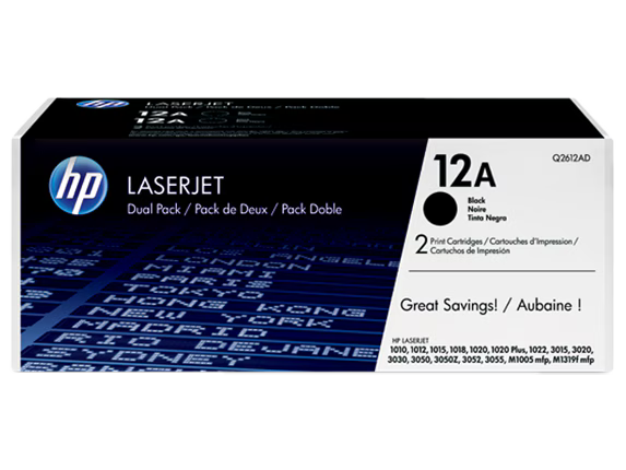 HP 12A Black Original LaserJet Toner Cartridge, Q2612D