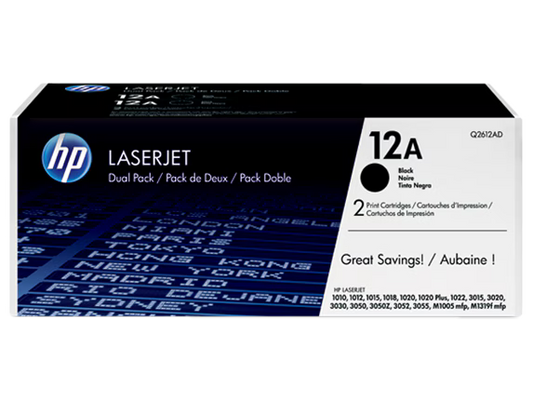 HP 12A Black Original LaserJet Toner Cartridge, Q2612D