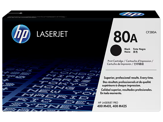 HP 80A Black Original LaserJet Toner Cartridge, CF280A